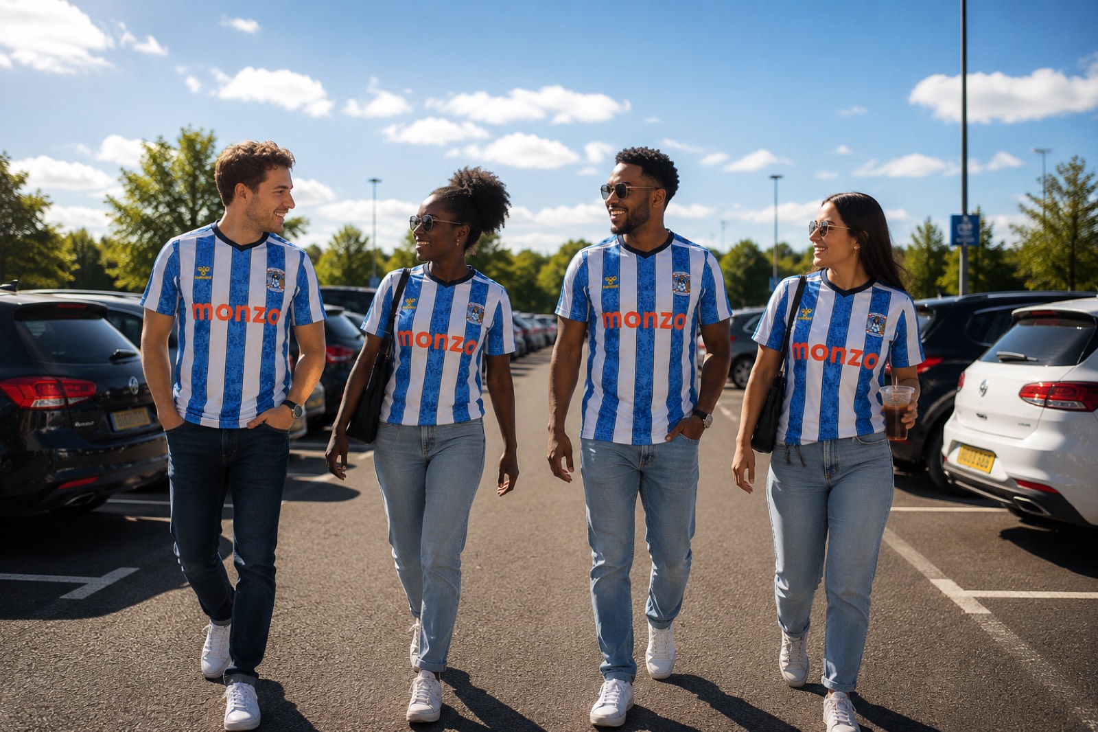 Coventry City fans walking through the car park on matchday